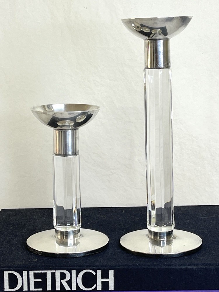 Vintage Silverplate and Crystal Candlesticks