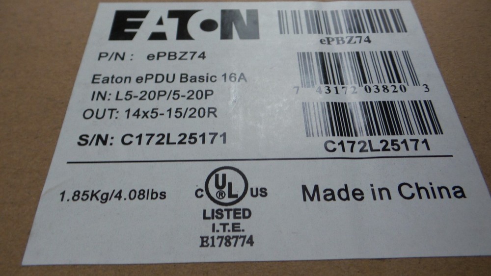 eaton part # epbz74 vertical pdu basic