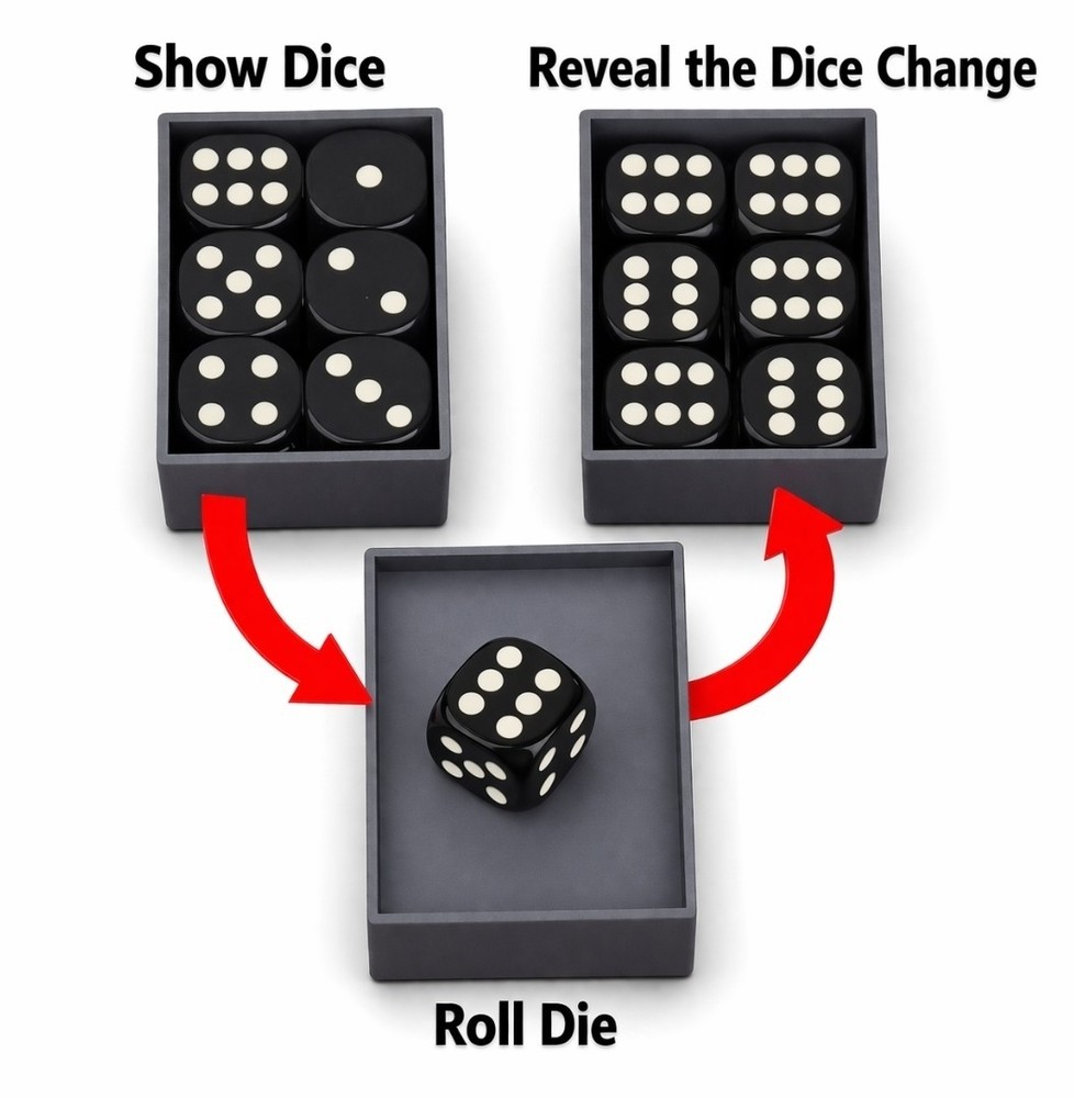 Magic Dice Prediction Trick Set – Quick Change Illusion – Easy Magic Trick