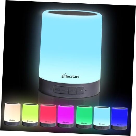 Touch Control Bedside Lamp with Bluetooth Speaker, Dimmable Night Light, Black