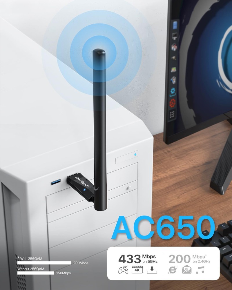 650Mbps Linux Compatible WiFi Adapter Supports Kali Linux, Ubuntu, Mint, Debi...