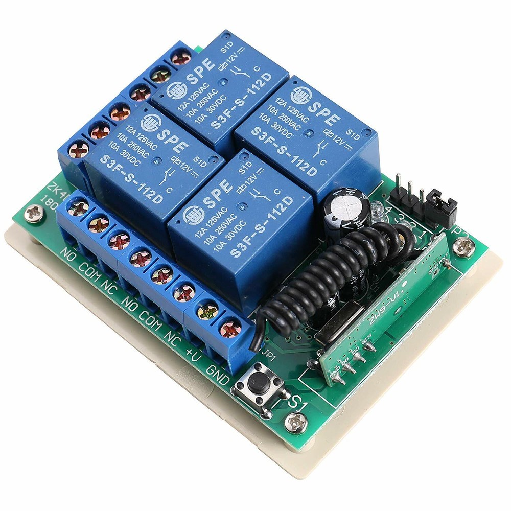 Wireless 433Mhz 4 Channel RF Remote Control Switch Receiver with 2 Transmitters