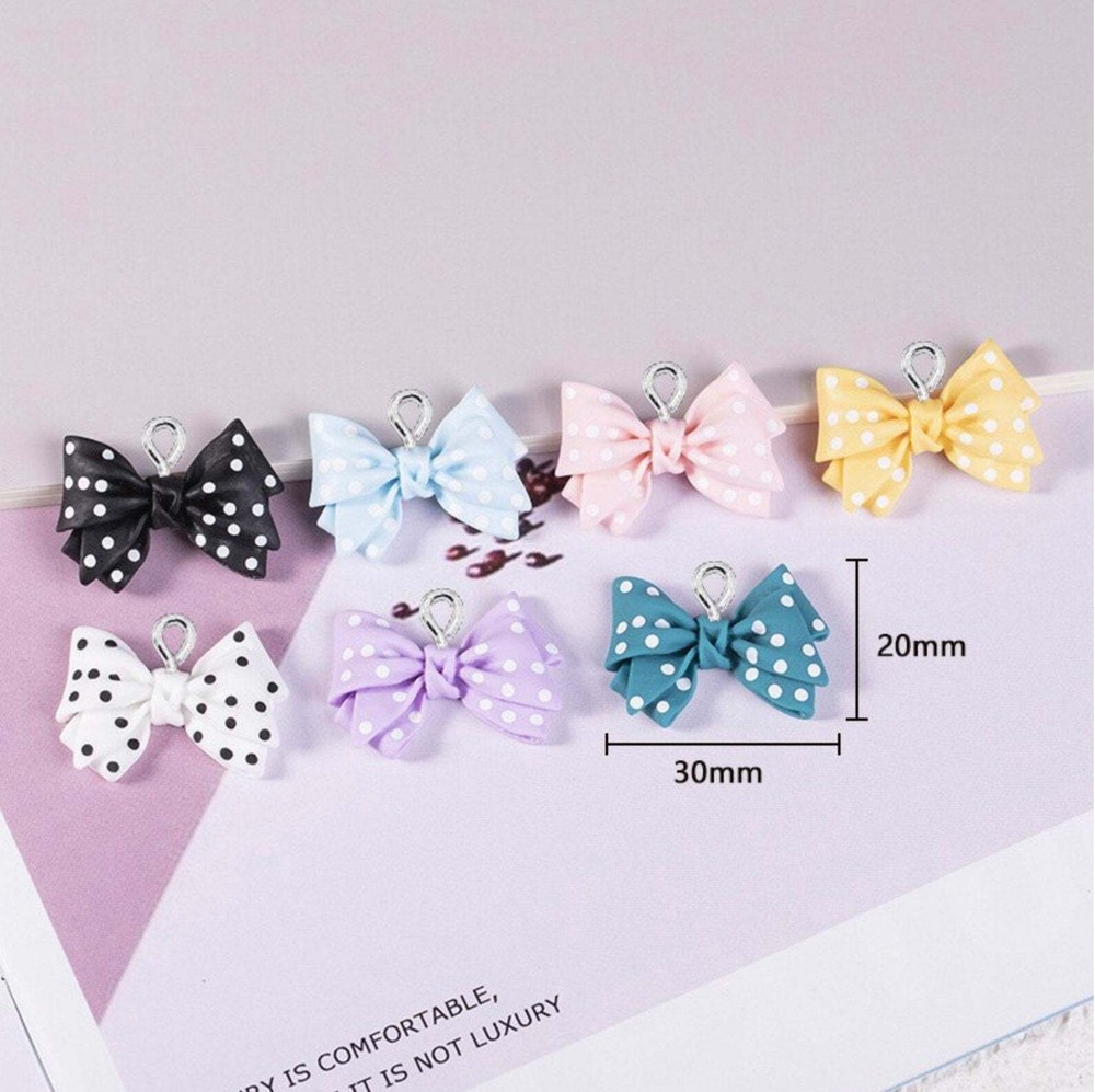 30MM x 20MM Acrylic Polka Dot Bow Charm