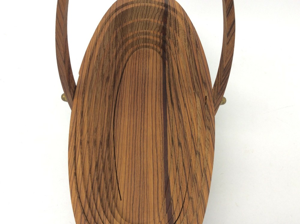 Folding Collapsible Signed Deep Spring Brass Bolt Decorative Basket Used
