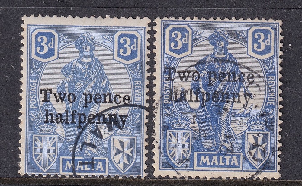 MALTA GV SG141-142, 1925 GV OPT set, good used