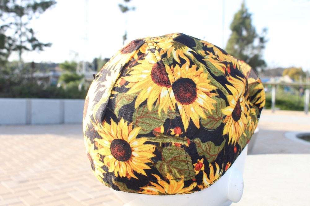 SUNFLOWER CYCLING CAP 4 PANEL handmade in USA