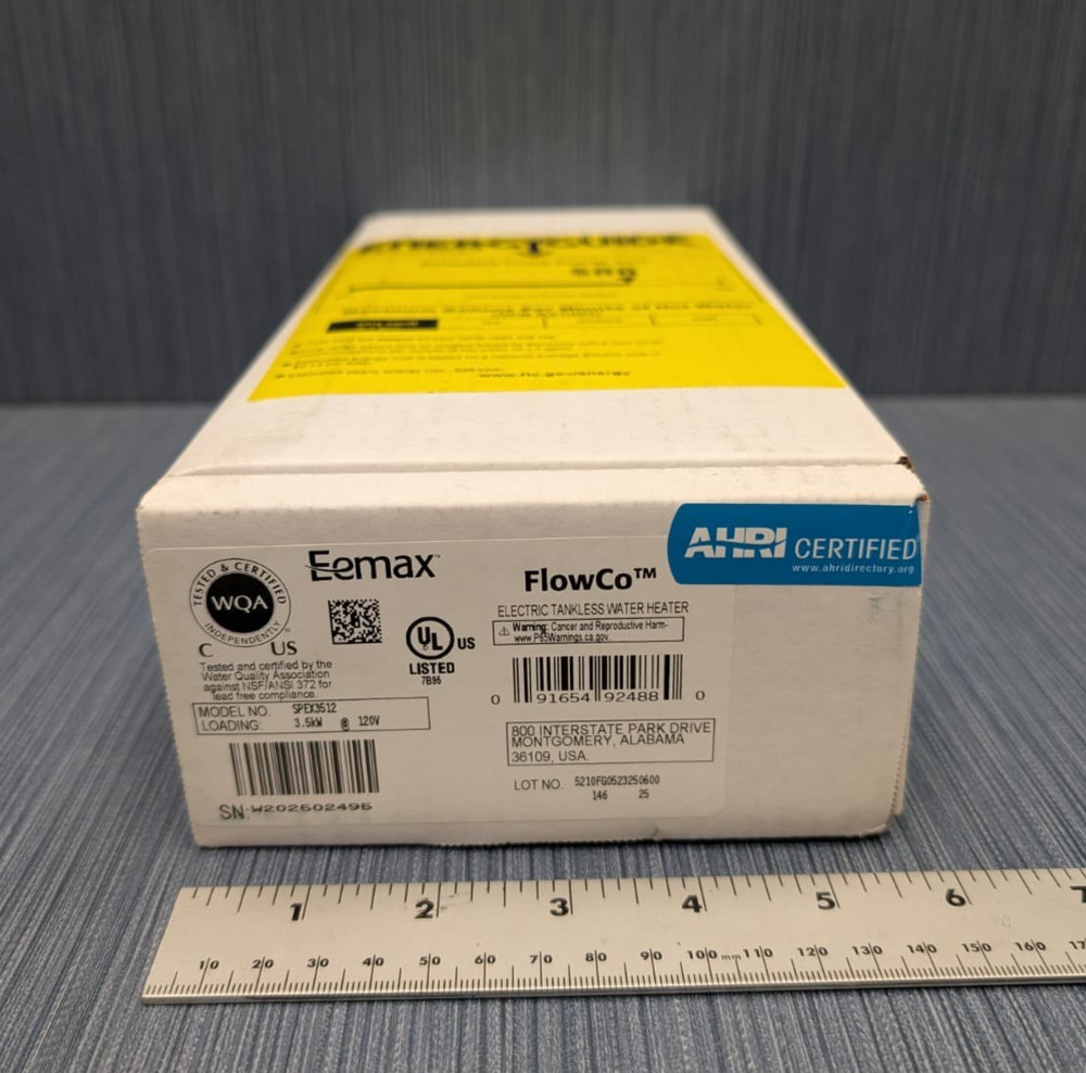 Eemax SPEX3512 FlowCo Electric Tankless Water Heater 10AWG 120V 3.5kW SEALED