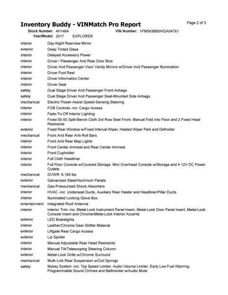 EXPLORER 2017 Speedometer 195763