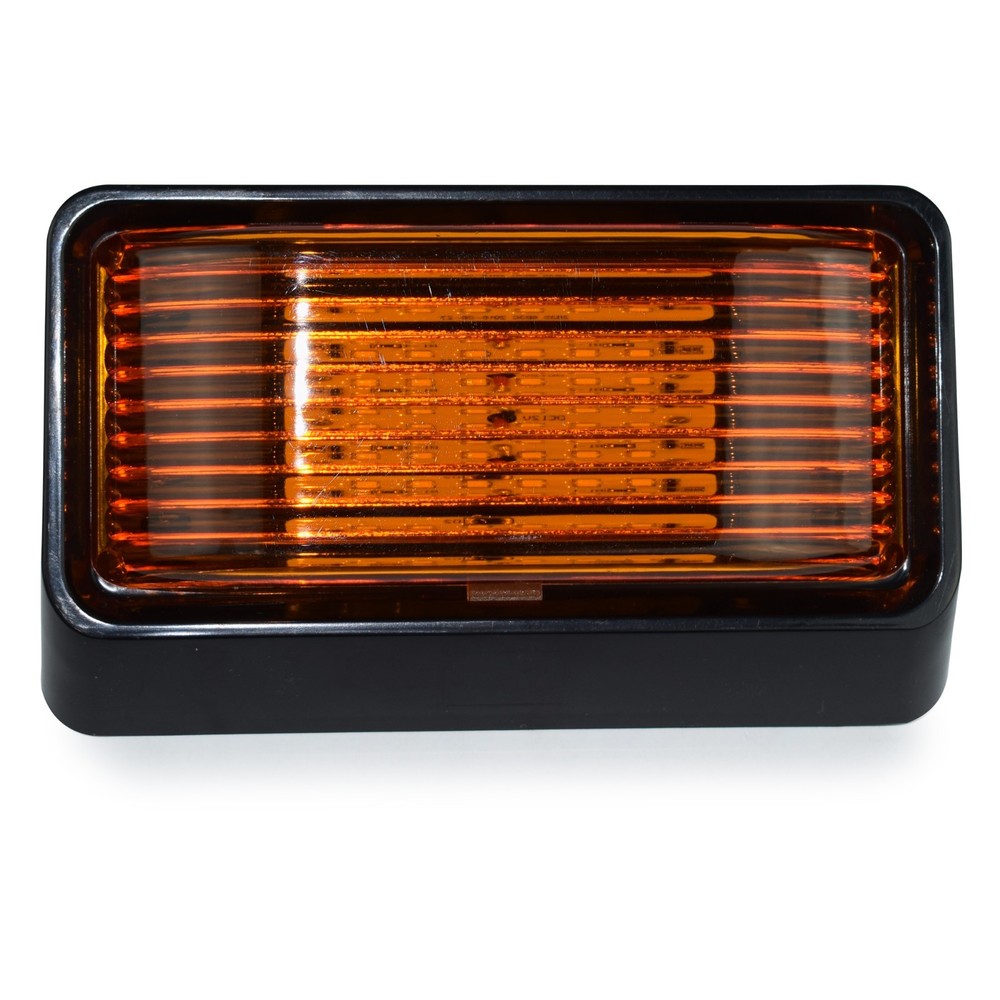 RV 12V LED Exterior Porch Utility Light - Clear & Amber Lenses (Black)
