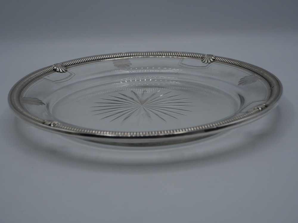 SOLID SILVER POINCON MINERVA 1ST TITLE CUP OR PLATE AND CRYSTAL SHELL