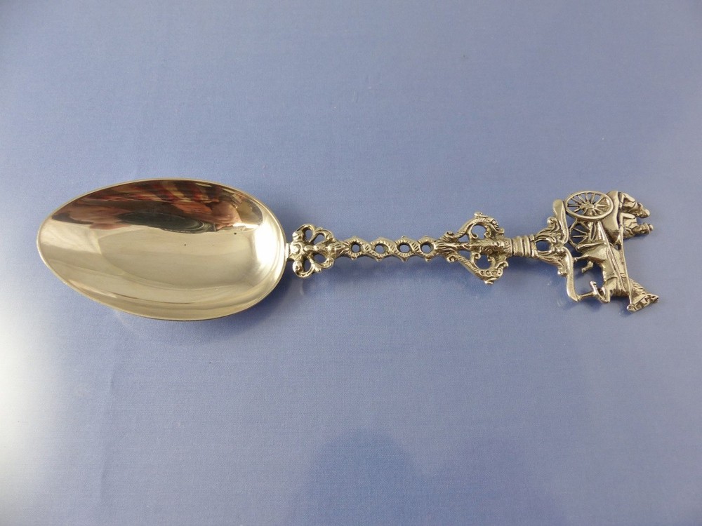 FIGURATIVE CARRIAGE TOP SERVING SPOON .835 SILVER BY GRONINGEN MAKER