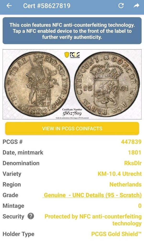 1801 RksDir PCGS Genuine Scratch UNC Details 4459