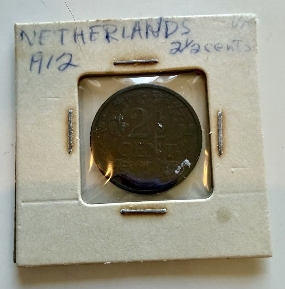 1912 Netherlands 2.5 Cents Coin