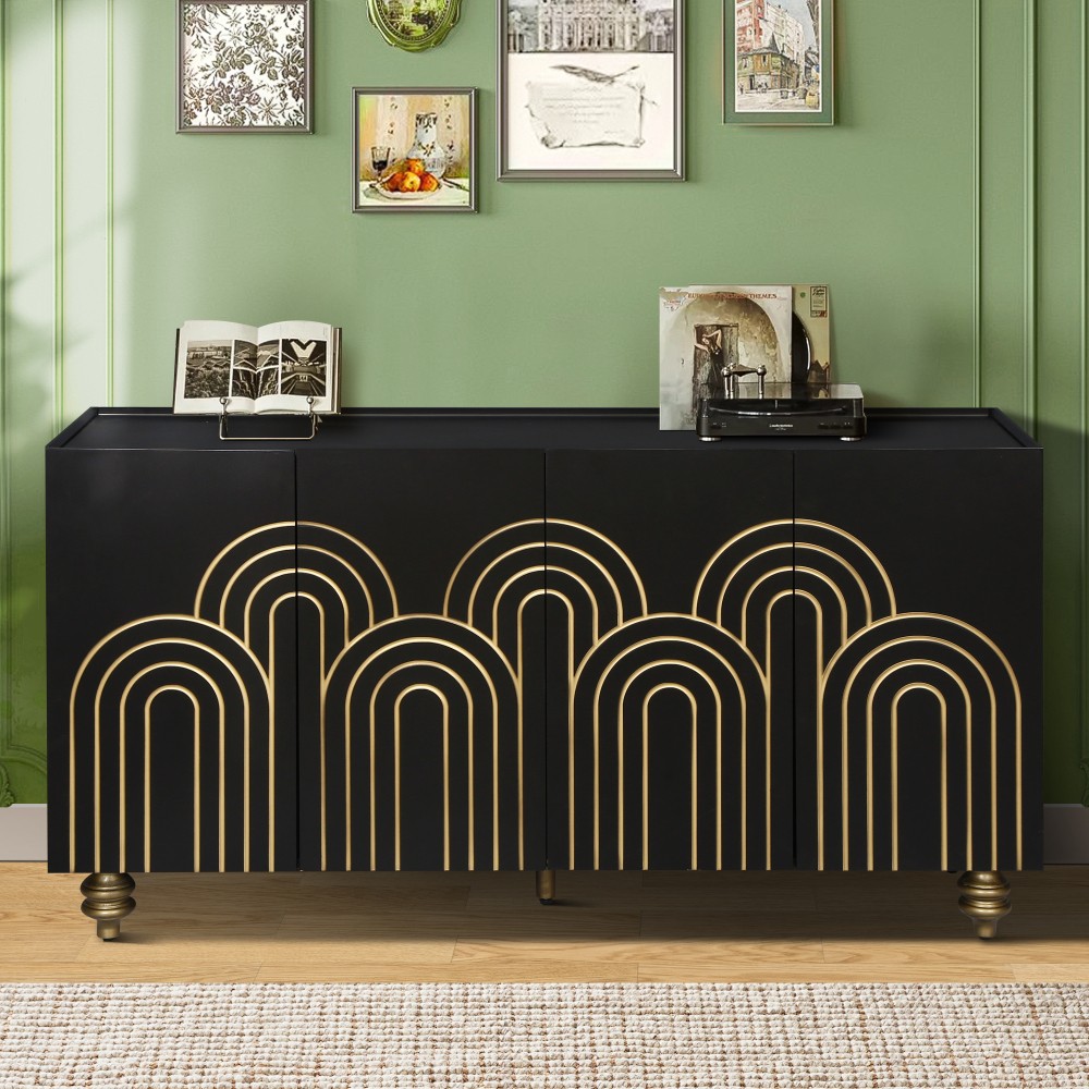 Sideboard with Storage Capacity Features Four Doors Includes Adjustable Shelves