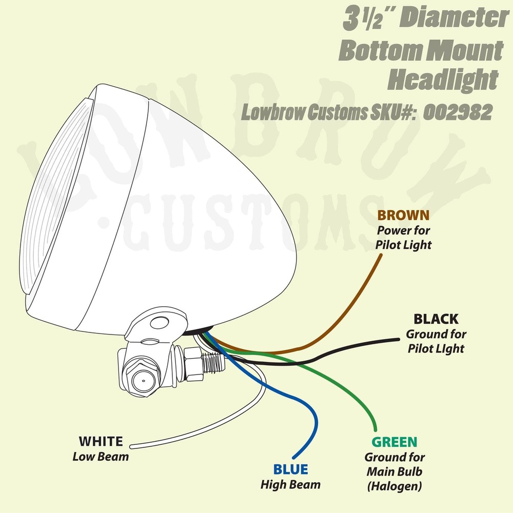 3-1/2" diameter Chrome Bottom Mount Headlight