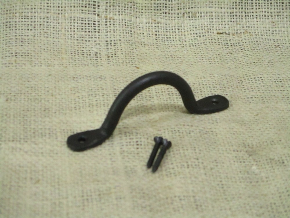HAND FORGED IRON DRAWER BIN PULLS 4 1/4" LONG CABINET HANDLES KITCHEN BATH