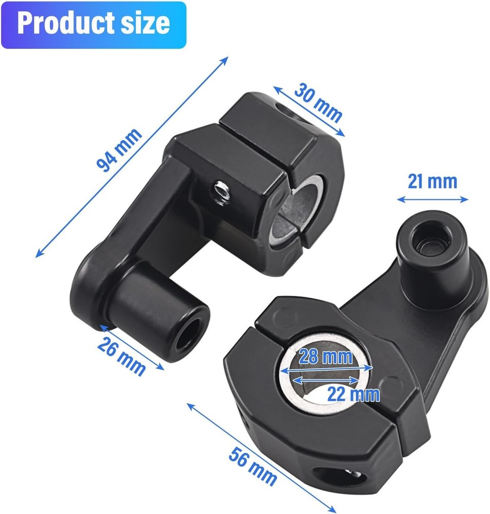 Universal 2 Inch Motorcycle Handlebar Risers Adjustable Pivot 7/8" 1-1/8" Black