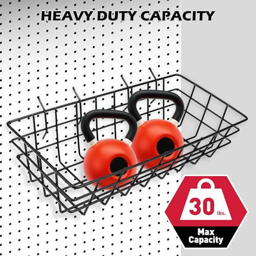 5-Piece Pegboard Baskets Set - Heavy Duty Peg Board Organizer Accessories Bin