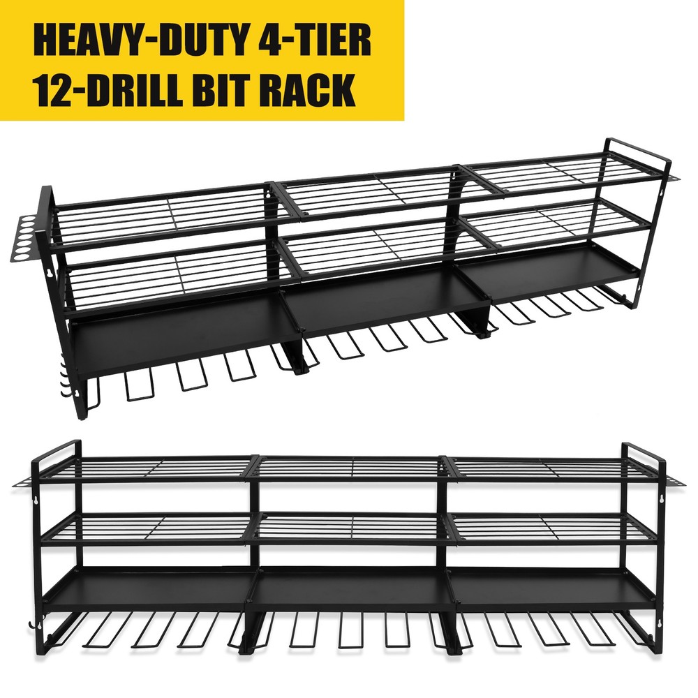 Power Tool Organizer Wall Mount - 600Lbs Load 4 Layer Storage Rack with 12 Drill