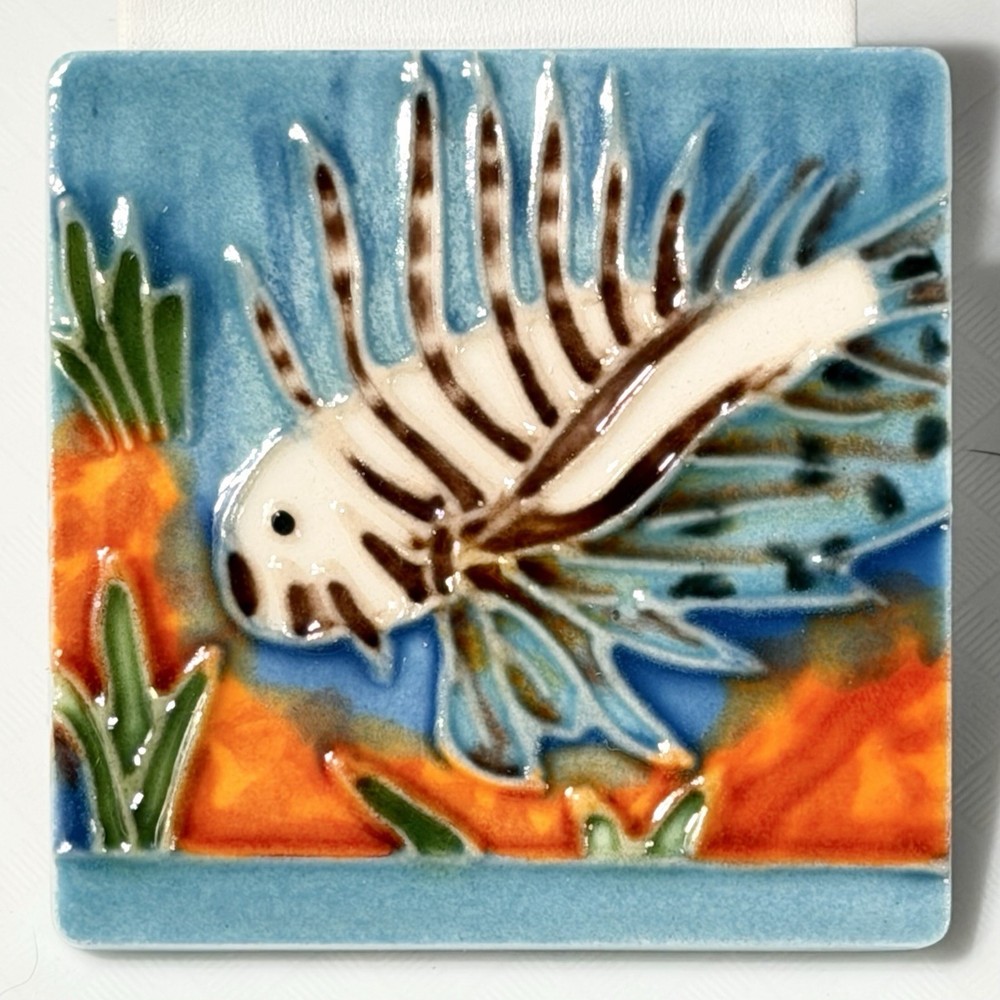 Lionfish Fish Decorative Jaco Ceramic Tile Magnet Handmade