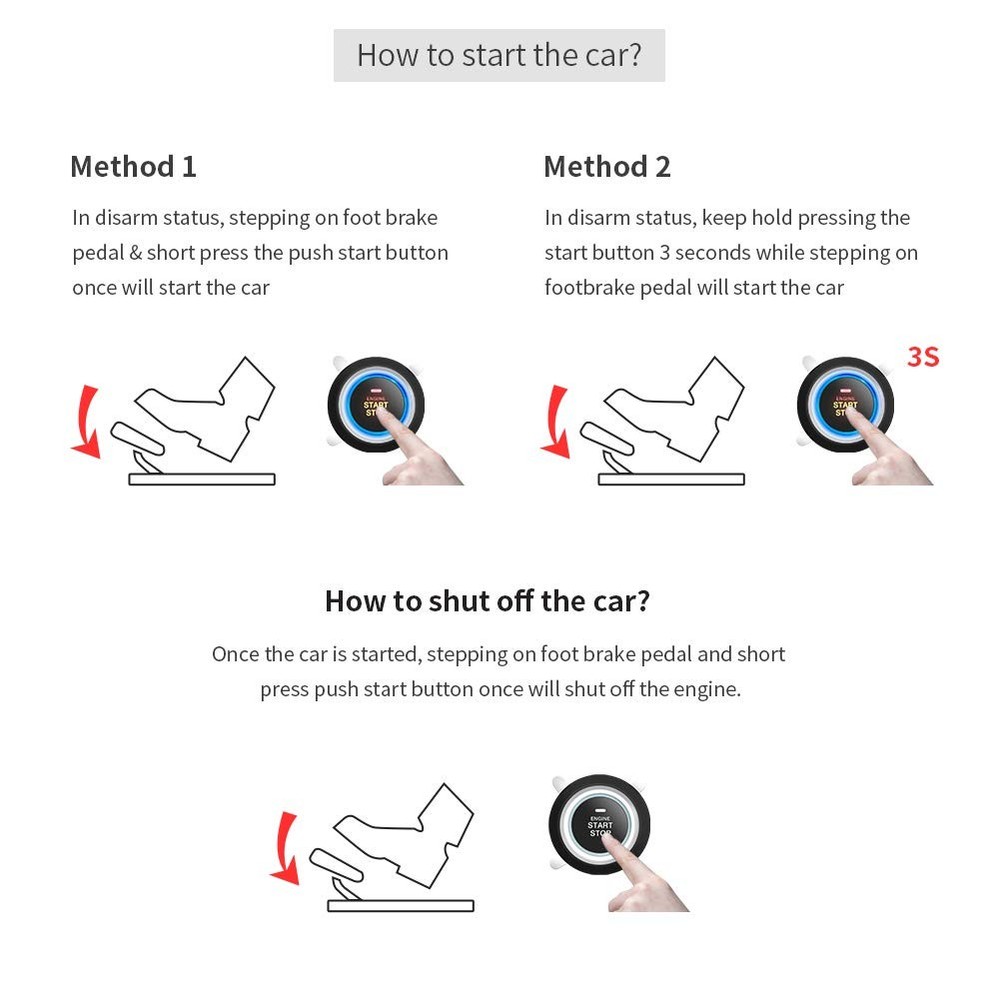 EC004 Smart RFID Push Engine Start Button kit & Keyless Go System Upgrade Key...