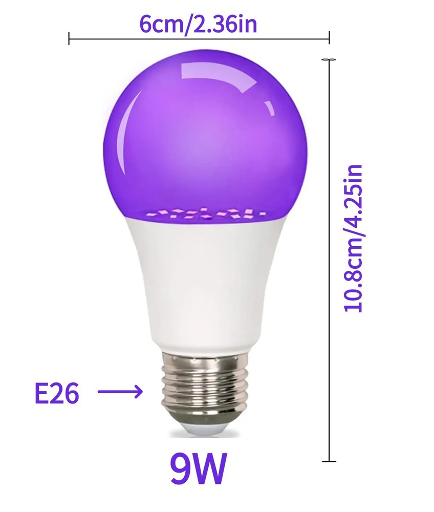 GODUORA 4 Pack LED Black Light Bulb 9W, UV Blacklight 4 Pack, White