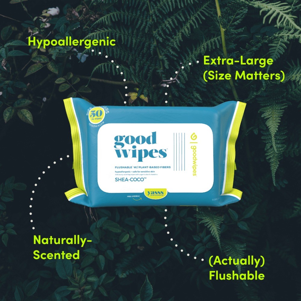 Flushable Butt Wipes, Shea-Coco Scented, 3 Pack, 150 Total Wipes
