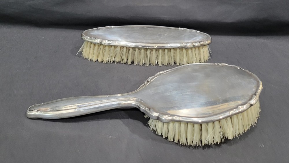 Two Vintage German 835 Silver Vanity Brushes