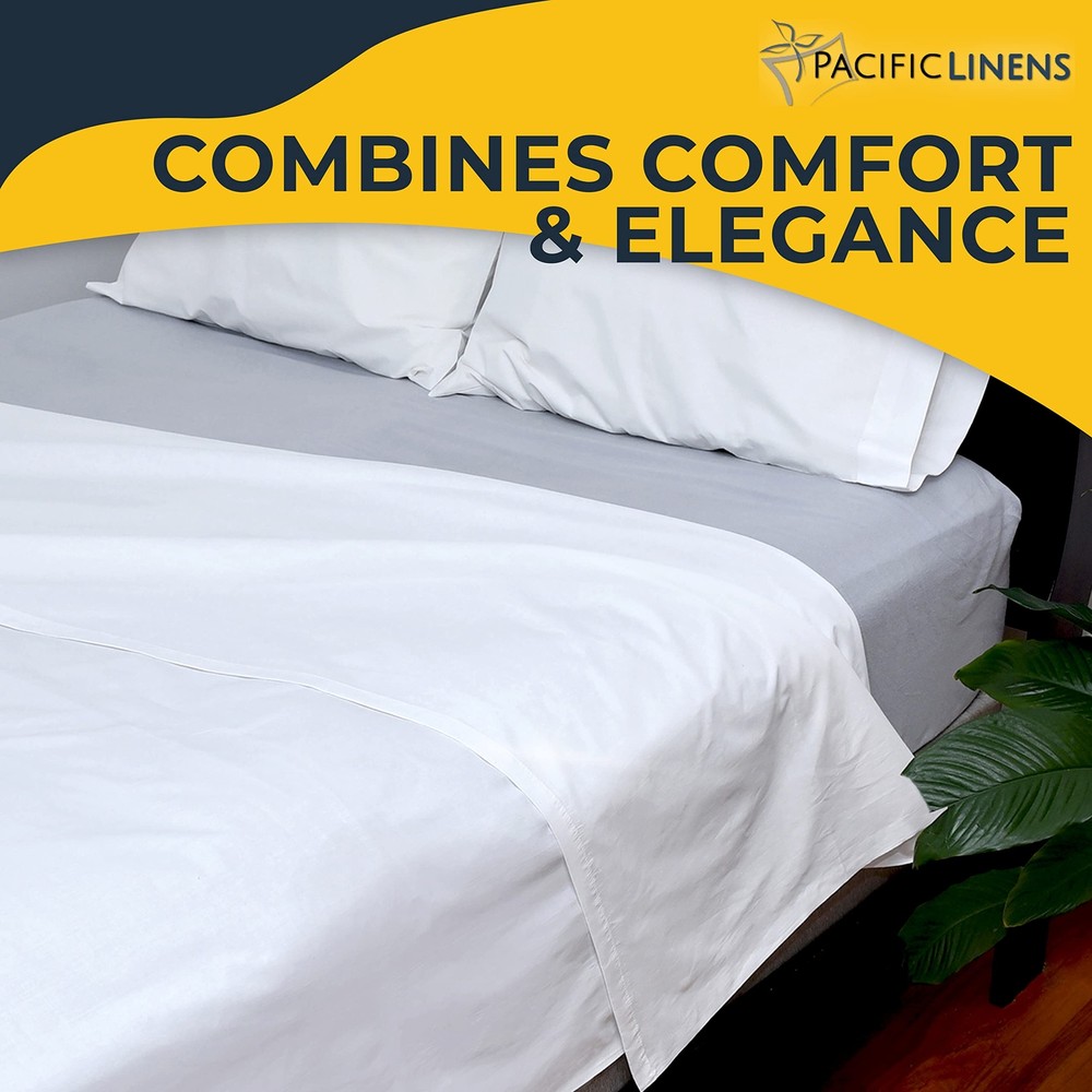 Solid White, Flat Bed Sheets, 1-Piece, 200 Thread Count Poly-Cotton Blend,