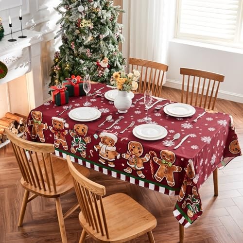 Christmas Tablecloth 60×84 Inch for Rectangle Tables, 60" x 84" (Rectangular)