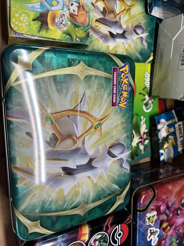 Pokemon Tin Lot Empty Storage Boxes + Mini Tins + Sticker Sheets Bulk