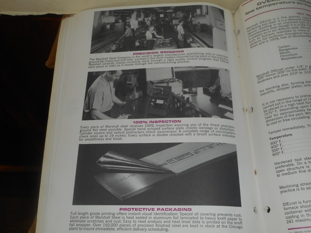 MARSHALL Steel Chicago IL 1966 Salesman Catalog Data Specifications Handbook