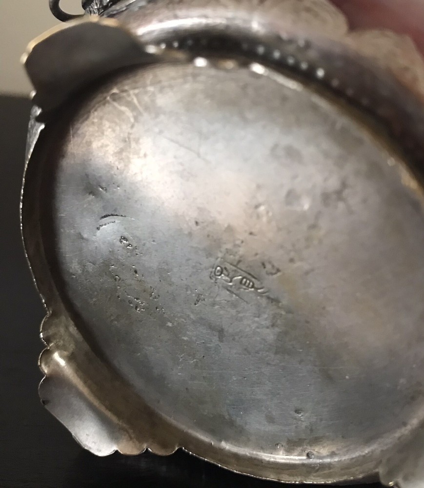 Chinese tibet agate inlay silver incense burner marked