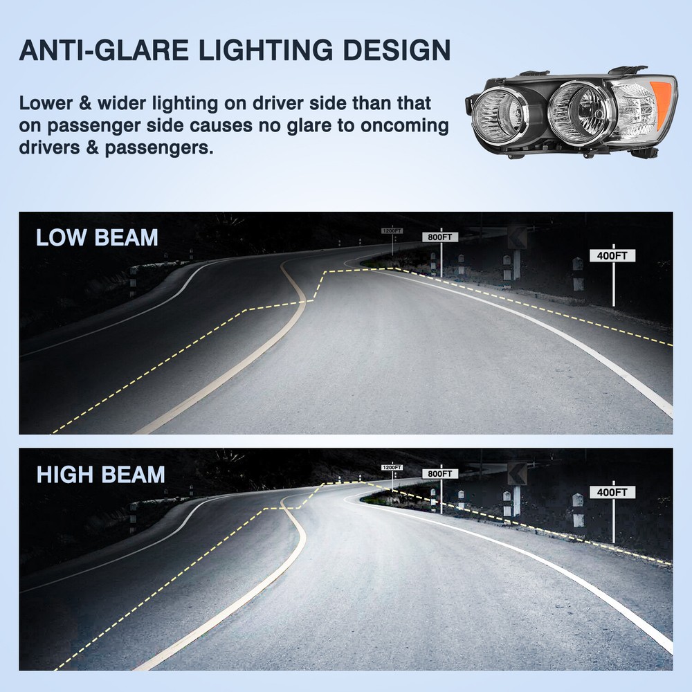 [Chrome Bezel] Headlight For 2012-2016 Chevy Sonic Headlamp Left Driver Side