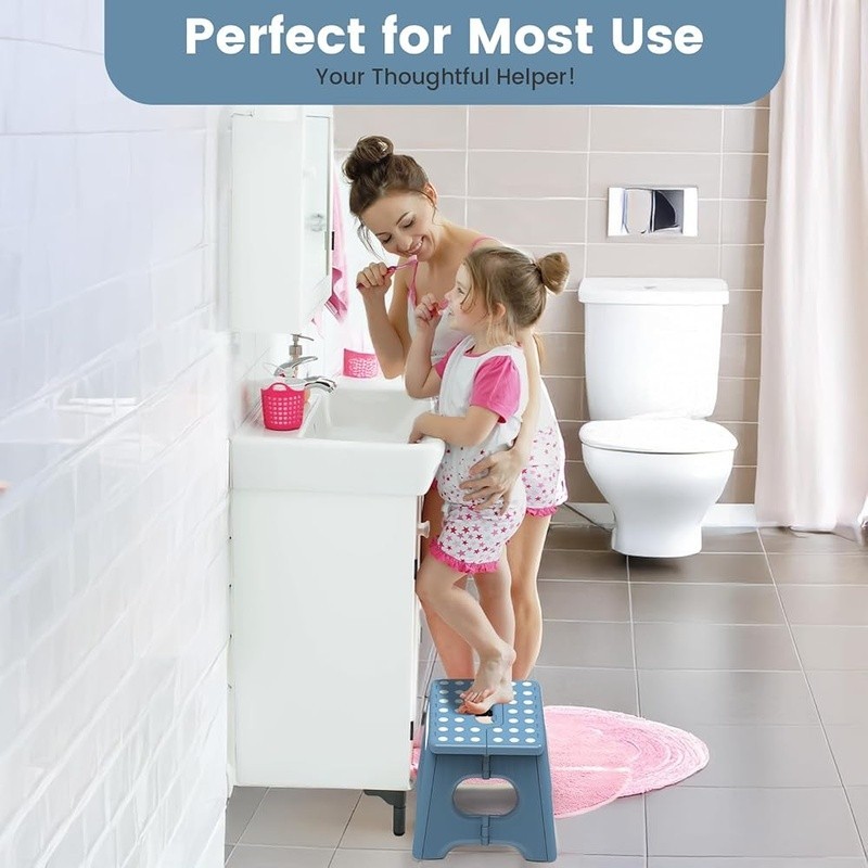 Durable Folding Step Stool W/ Ergonomic Handle Non-Slip Surface Safety Design US