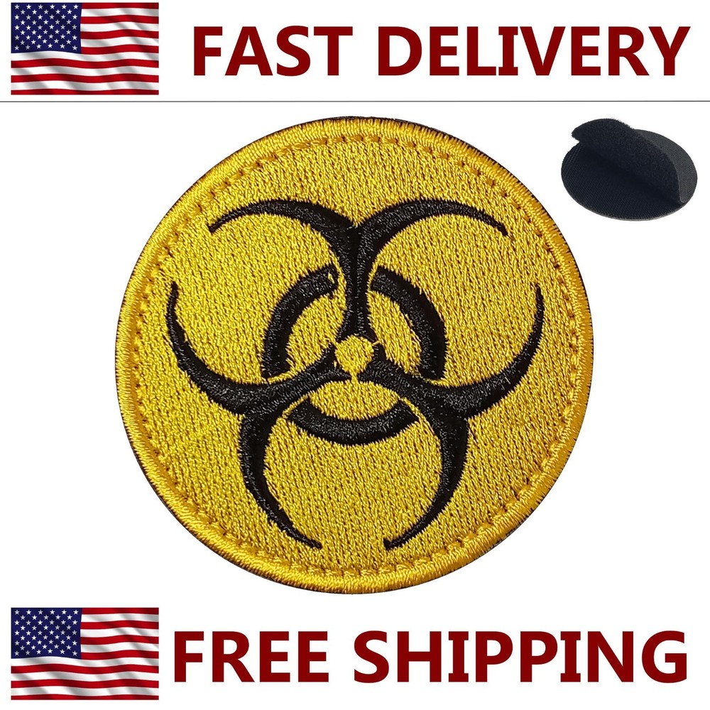 Biohazard Design Yellow- Embroidered Patch 2.5  - Hook and Loop - Tactical Patch