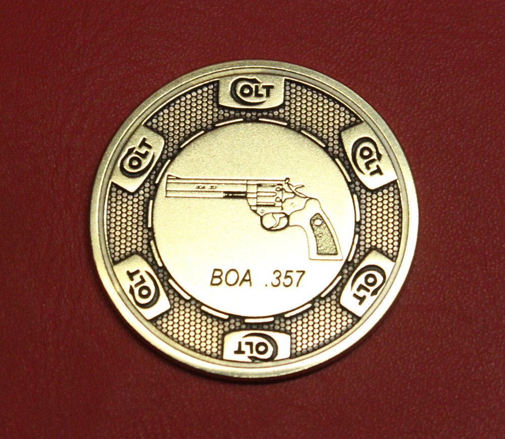 Colt Firearms Boa Poker Chip Display Case Bronze Medallion