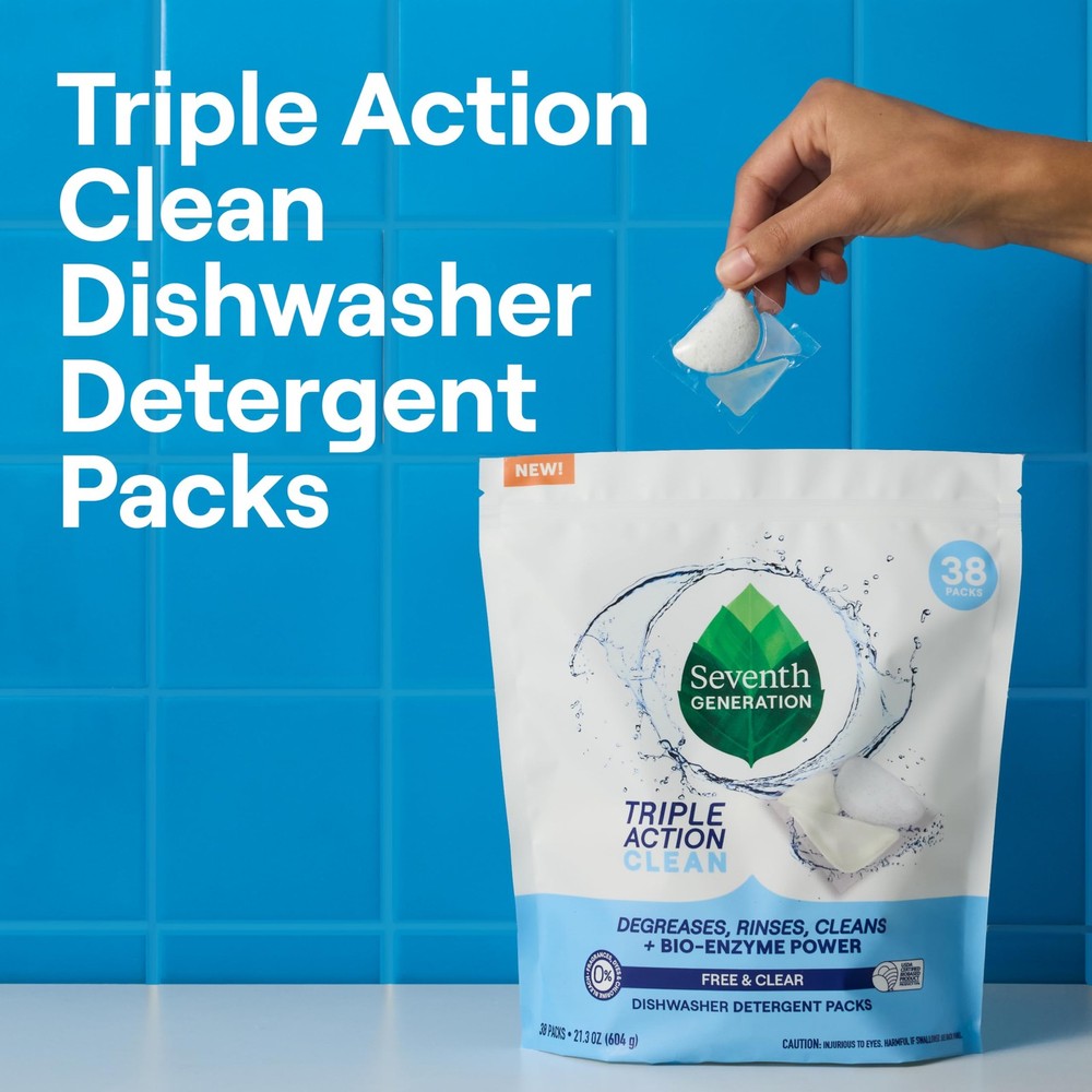 Seventh Generation Triple Action Clean Automatic Dishwasher Detergent Packs