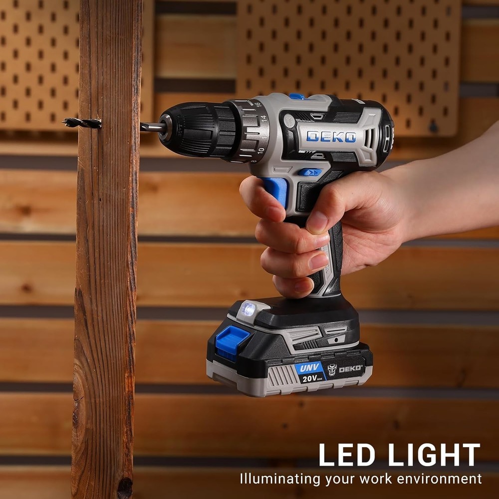 Versatile 20V Cordless Power Drill with Bits - Compact Design for Easy Use