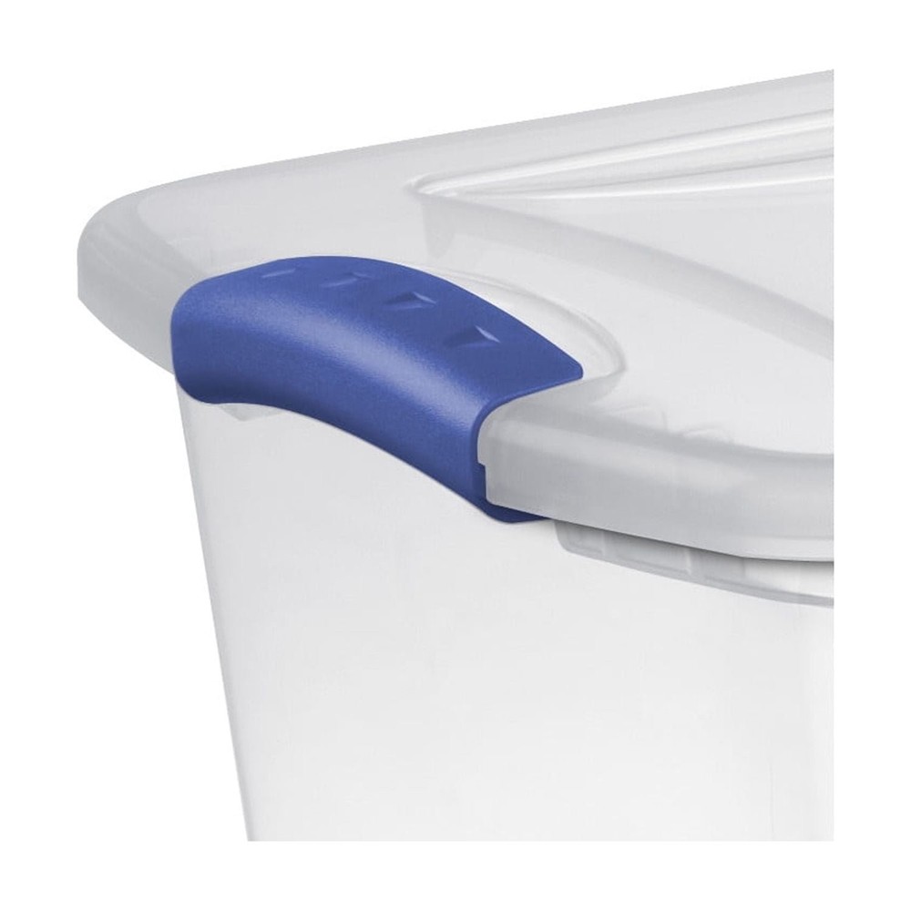 Sterilite Clear 27 Quart Latching Storage Bin with Blue Lid Plastic Container 4