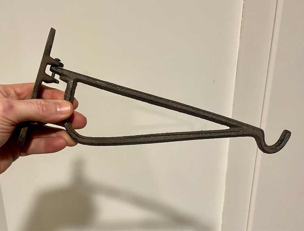 Vintage Cast Iron Wall Mount Pivot Swing Wall Hook Plant Hanger SOLID Metal