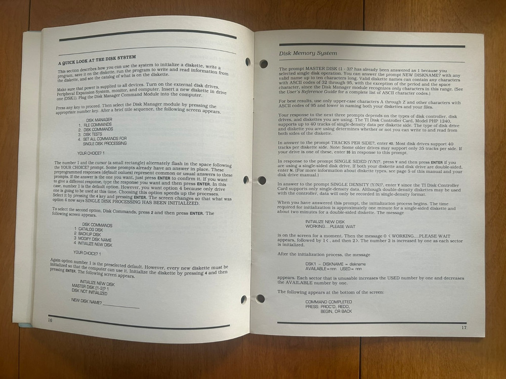 Vintage 1983 TI Disk Memory System Model No. PHP1240 Manual