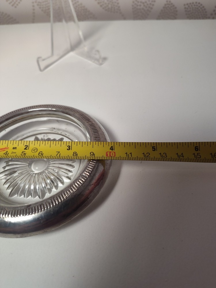 Glass Coaster With Sterling Silver Rim Flaws Please Check Photos