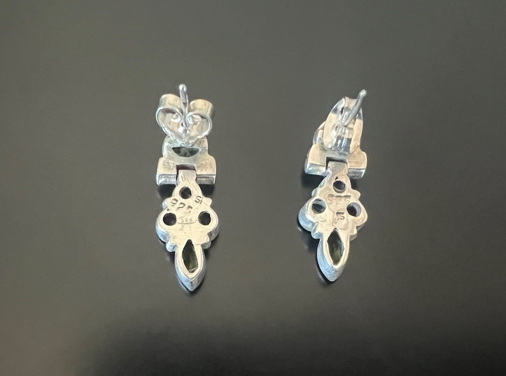 Multistone Peridot Drop Earrings Sterling Silver