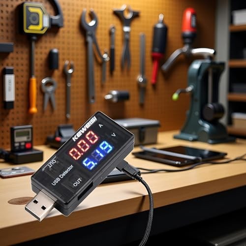 USB Power Meter, Current 3-9V 0-5A Voltage Tester Black