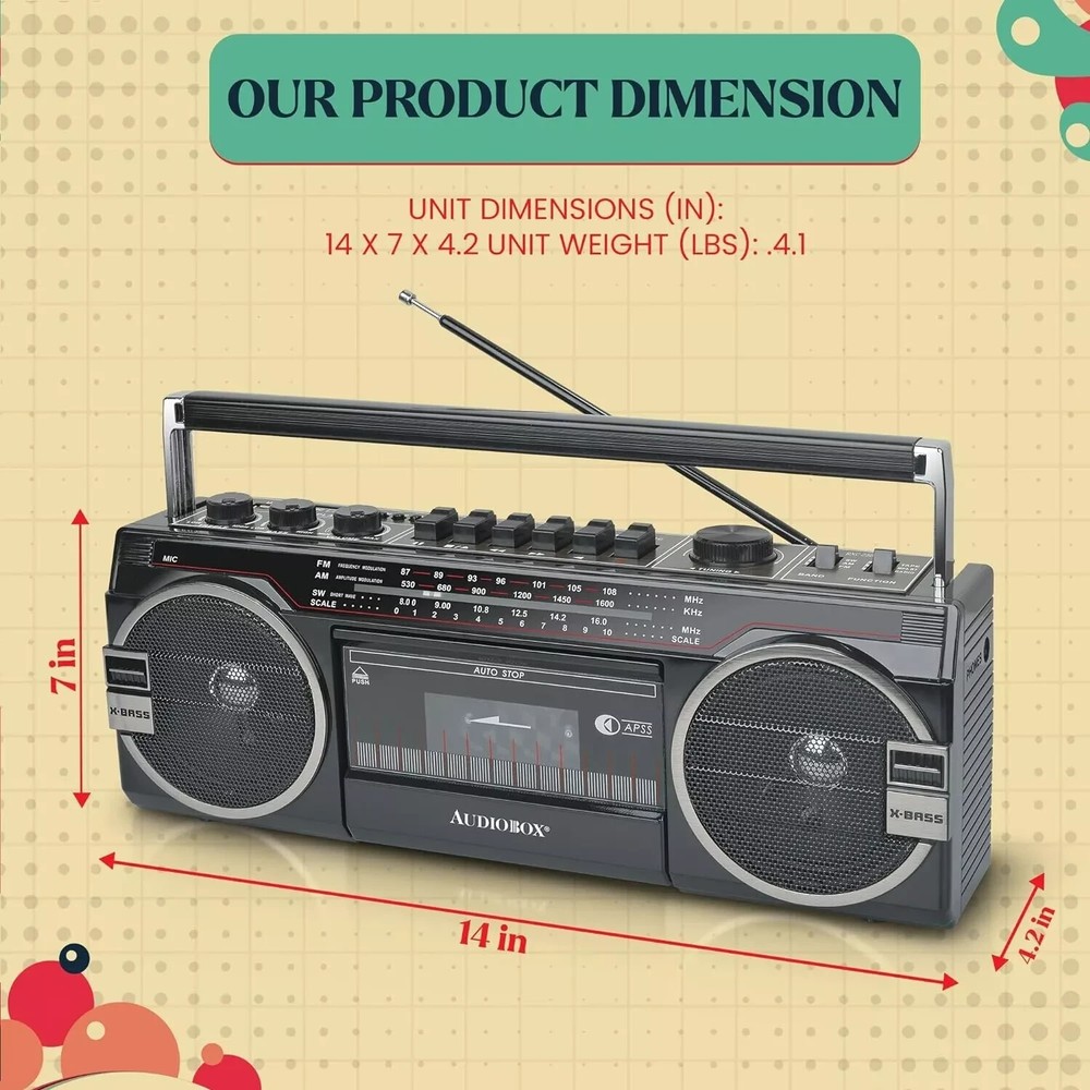 Audiobox Retrobox Cassette Player and Bluetooth Speaker (Red)