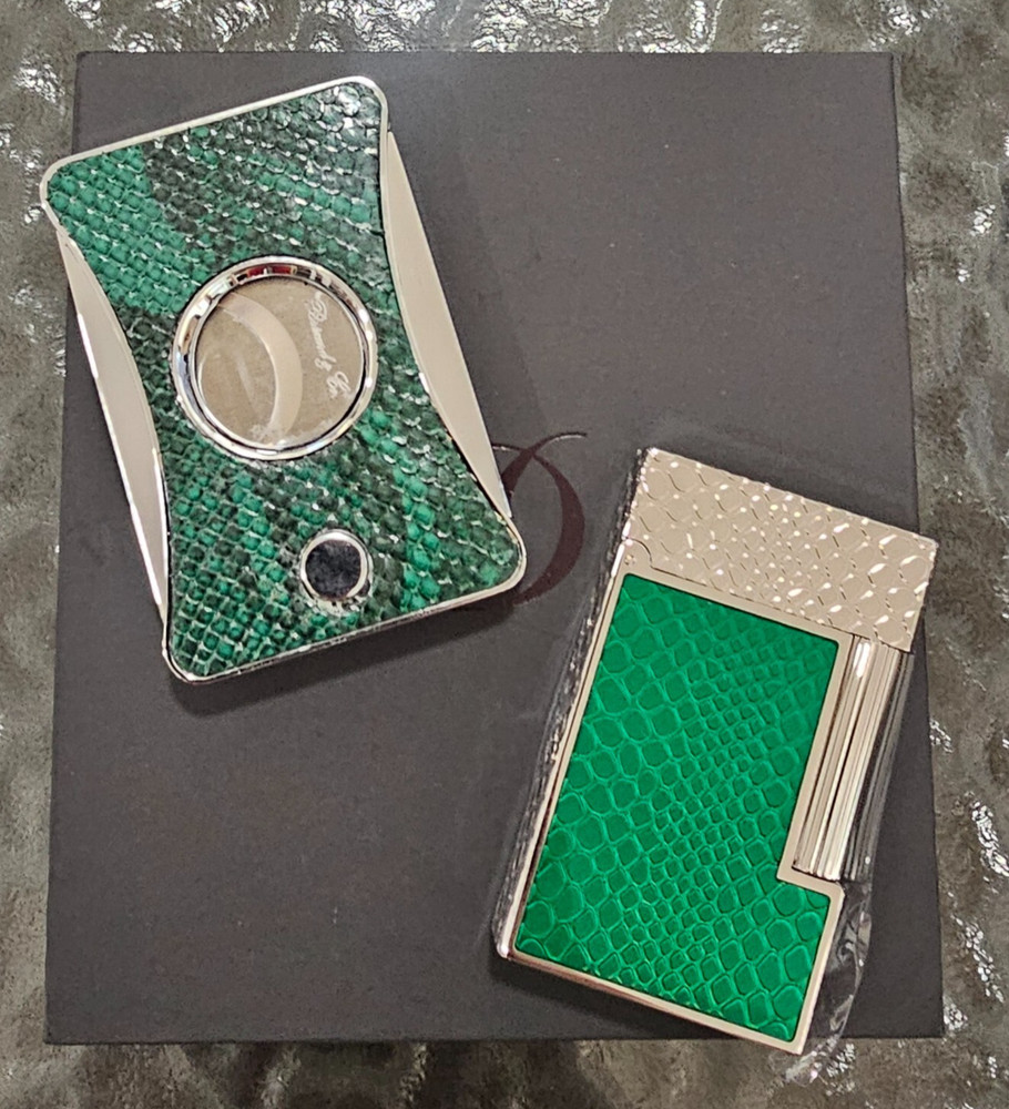 BRIZARD & CO YEAR OF THE SNAKE GREEN SILVER CUTTER REAL PYTHON LEATHER CUSTOM