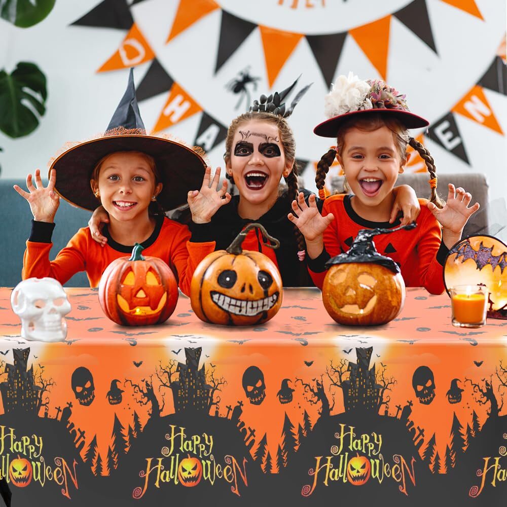 2Pc Halloween Tablecloth 54"x108" Rectangular Table Covers Halloween Party Decor
