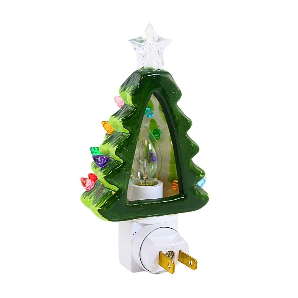 Roman Lit Ceramic Tree Nightlight Vintage-Looking Electric Plug-In
