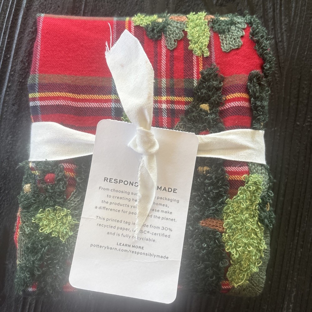 NWT Pottery Barn ELLIOTT TREE EMBROIDERED PLAID Euro Sham